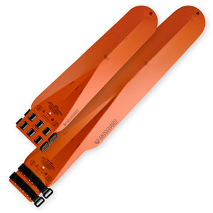 Orange rollable bicycle fenders made of recycled plastic