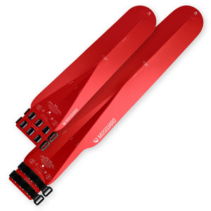 Red rollable bicycle fenders made of recycled plastic